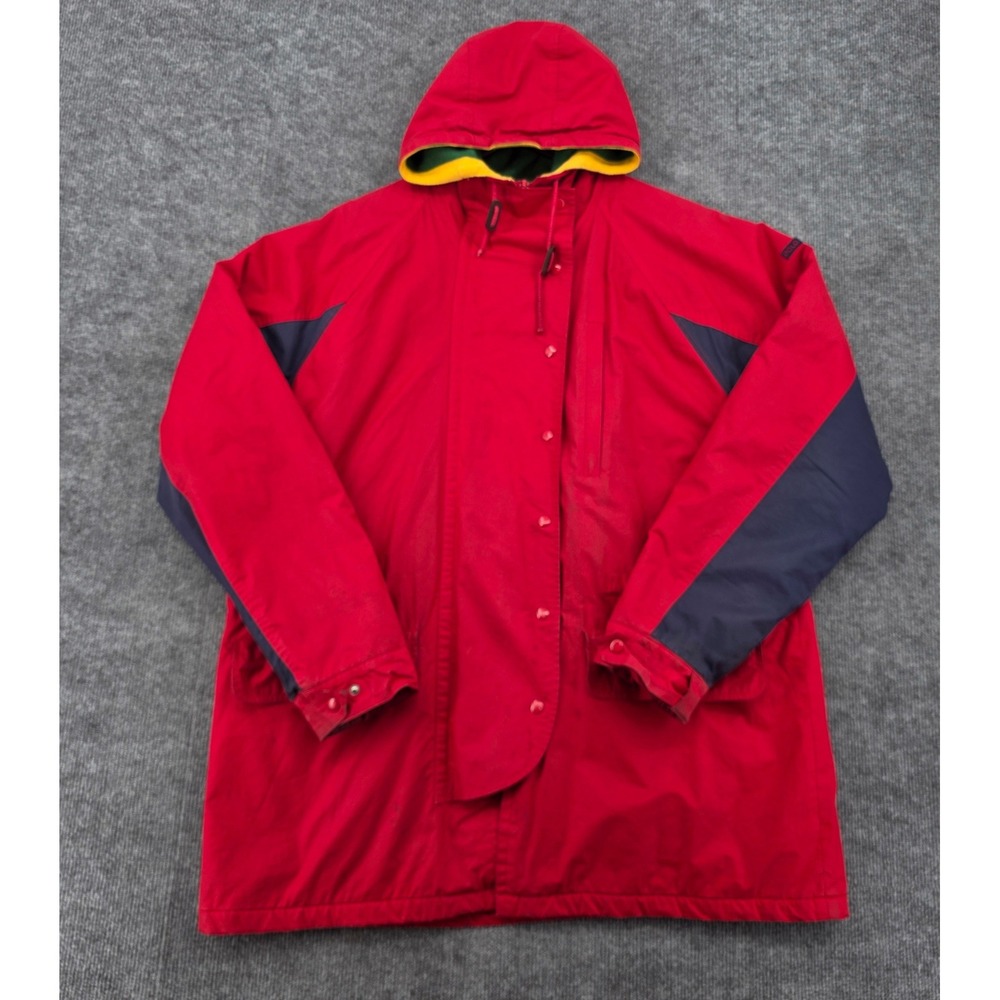Polo Ralph Lauren Vintage Red Navy Colorblock Hooded Parka Jacket Mens Large